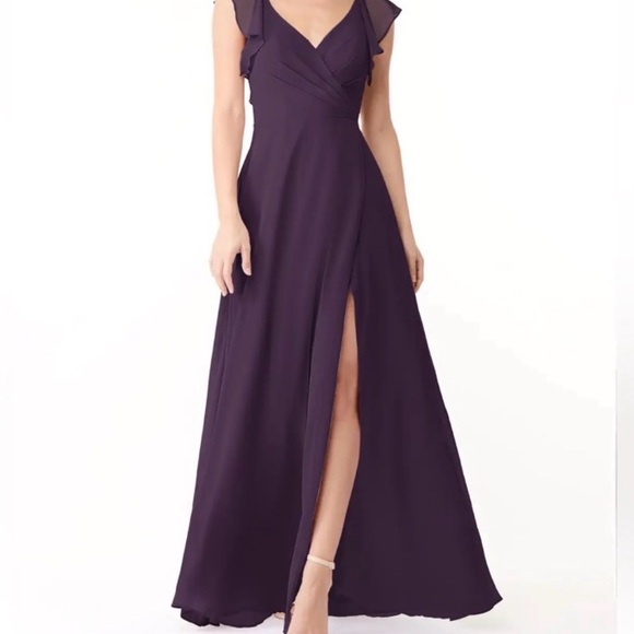 Azazie yoka plum Flowy Ruched Chiffon Dress - Picture 9 of 9